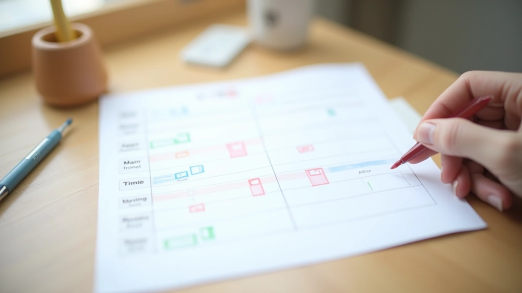 Calendário com blocos de tempo coloridos e planejamento semanal organizado